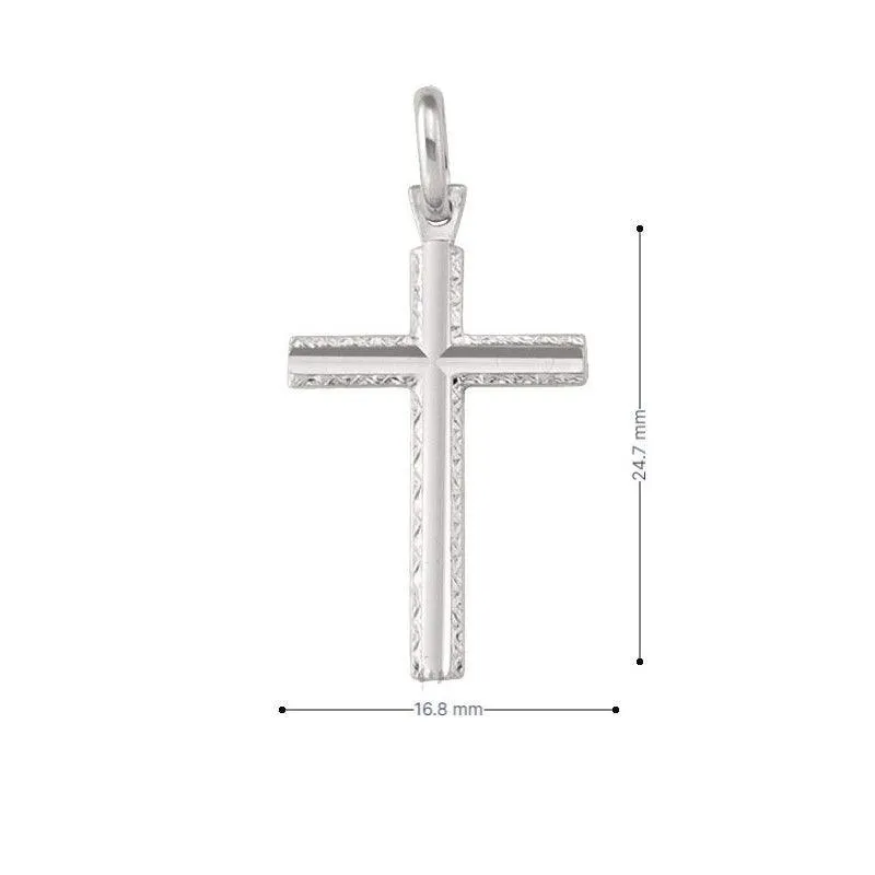 10, 14 Karat White Gold Religious Classic Italian Cross