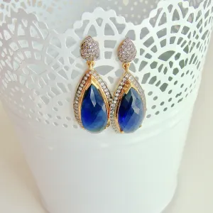 12 Days  of Christmas - Blue Hydroquartz w White Topaz Posts -  Blue Hydro Quartz Earrings