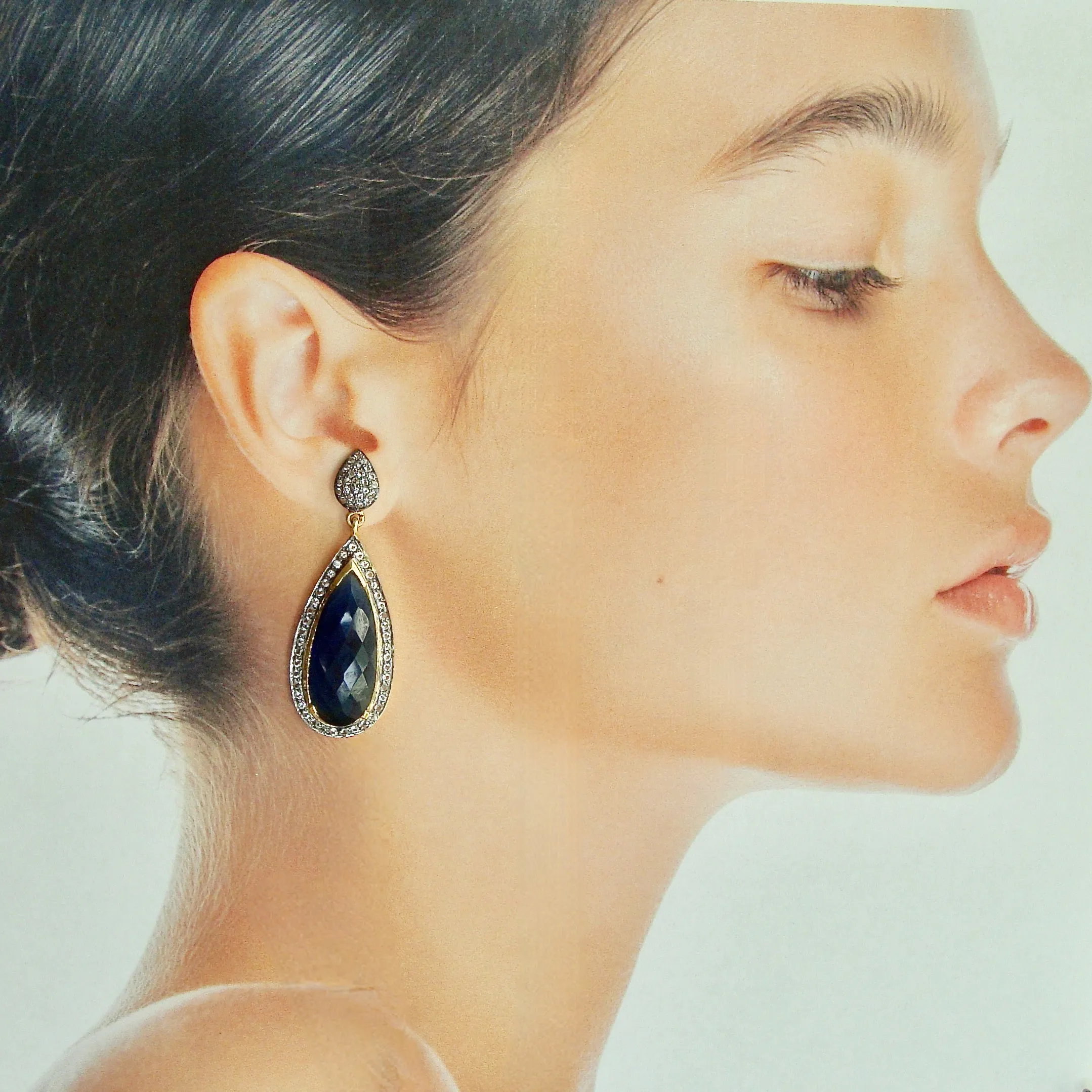 12 Days  of Christmas - Blue Hydroquartz w White Topaz Posts -  Blue Hydro Quartz Earrings