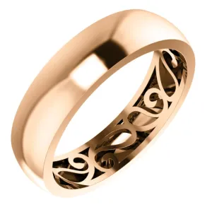14k Rose Gold 6mm Paisley Design Band Size 10.5