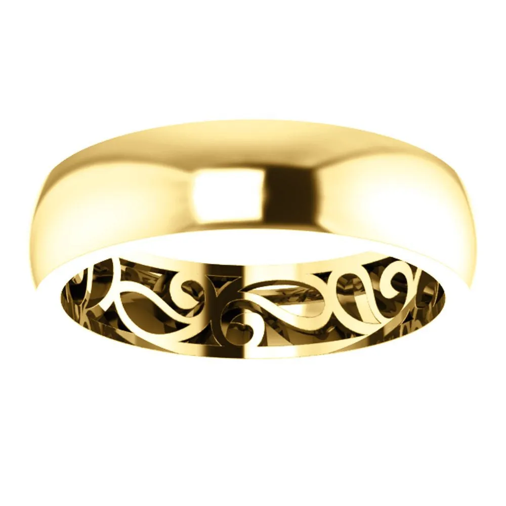 14k Yellow Gold 6mm Paisley Design Band Size 7.5