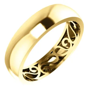 14k Yellow Gold 6mm Paisley Design Band Size 7.5