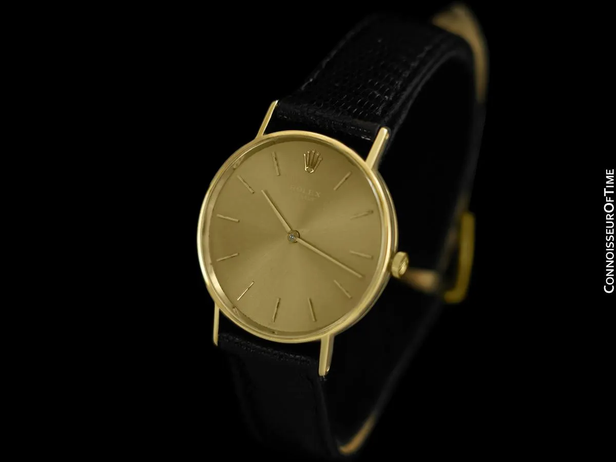 1973 Rolex Cellini Vintage Mens Midsize "David Beckham Dial" Handwound Watch, Ref. 3833 - 18K Gold
