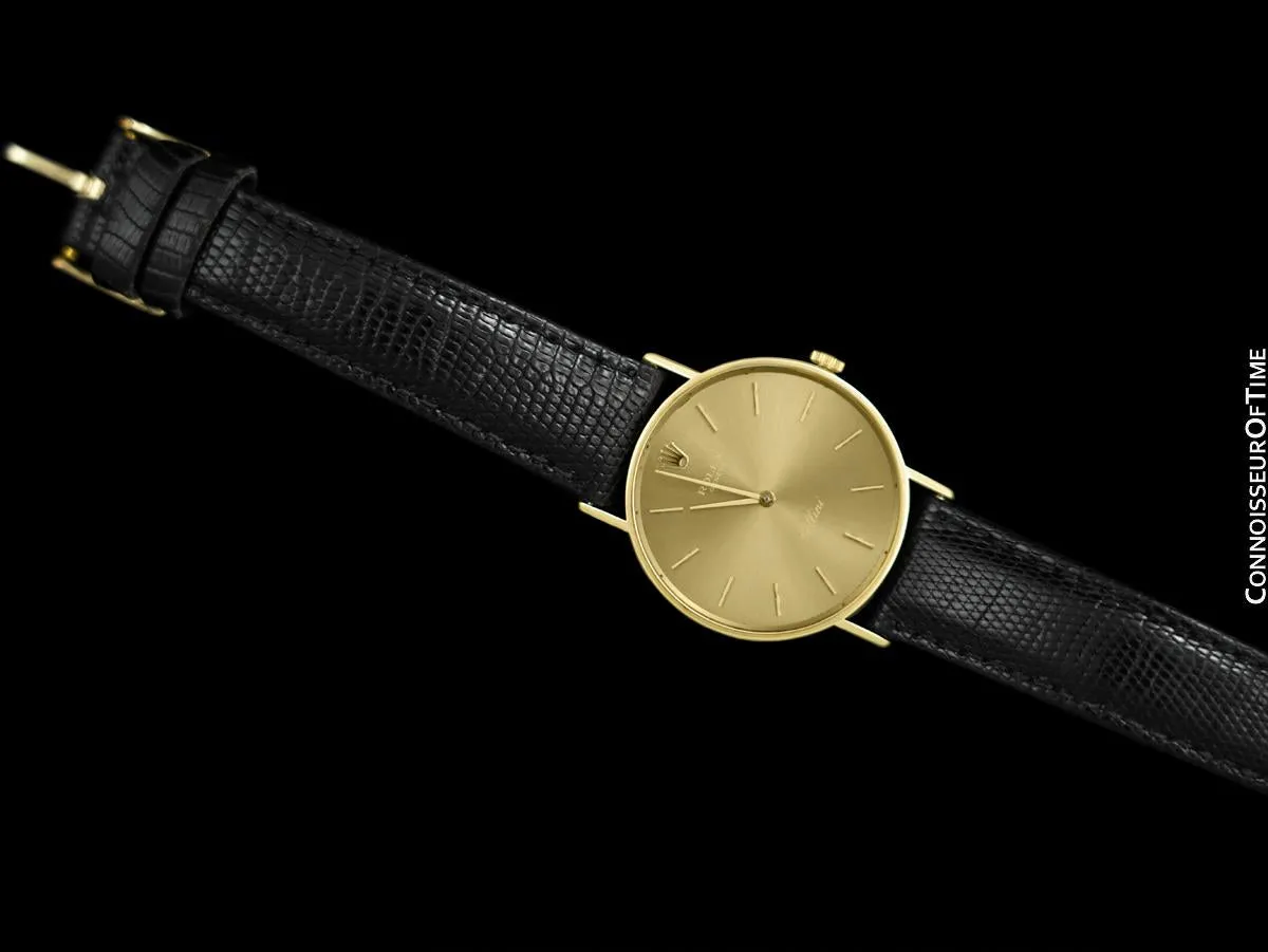 1973 Rolex Cellini Vintage Mens Midsize "David Beckham Dial" Handwound Watch, Ref. 3833 - 18K Gold