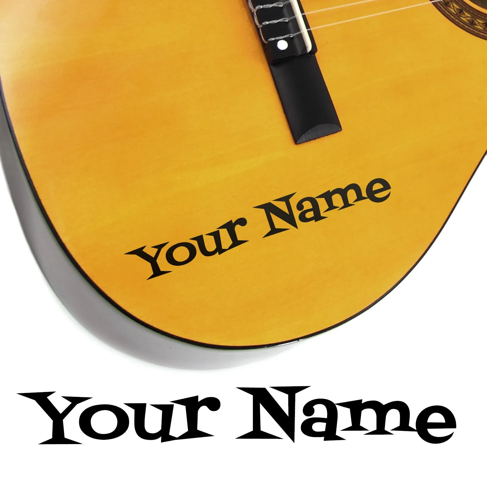 2 x Custom Name Guitar Stickers - Cartoon Style