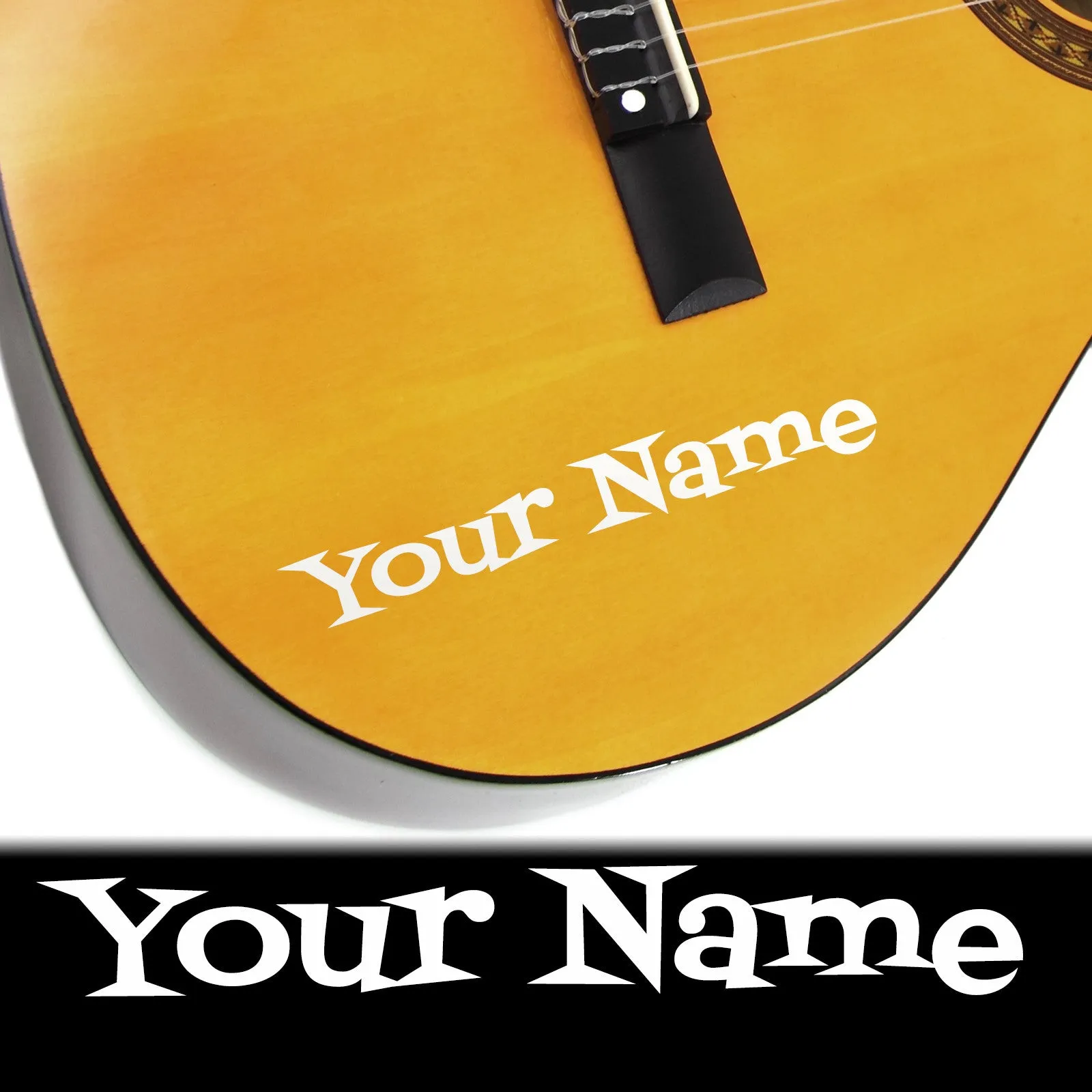 2 x Custom Name Guitar Stickers - Cartoon Style