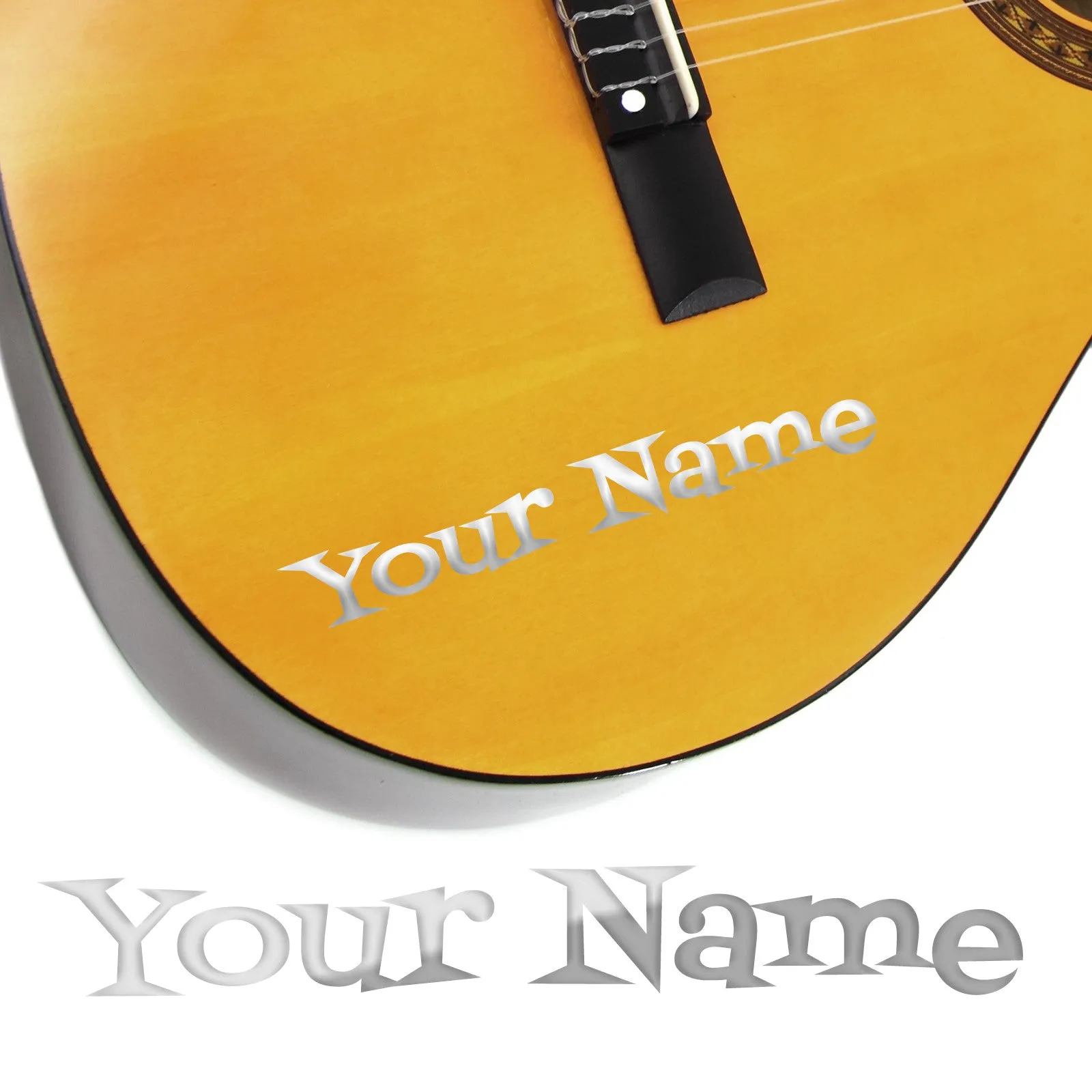 2 x Custom Name Guitar Stickers - Cartoon Style