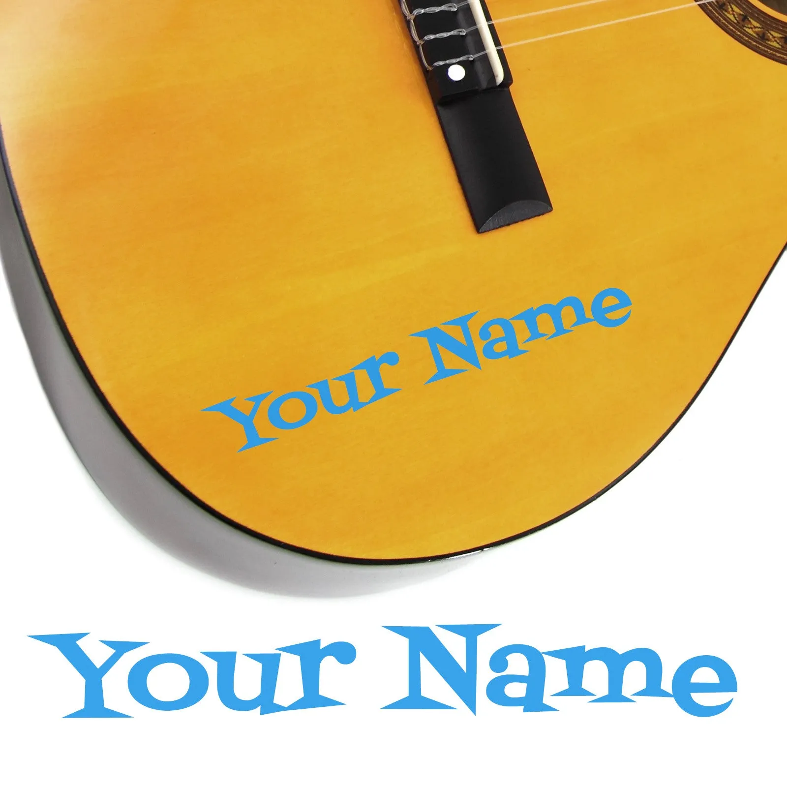 2 x Custom Name Guitar Stickers - Cartoon Style
