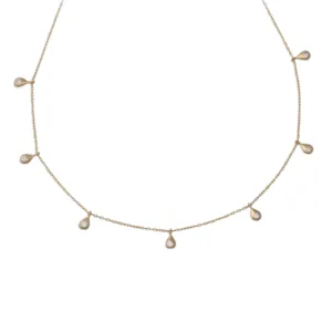 7 Diamond Teardrop Necklace | Sterling Silver | 16" 2" Extension | Plating Options
