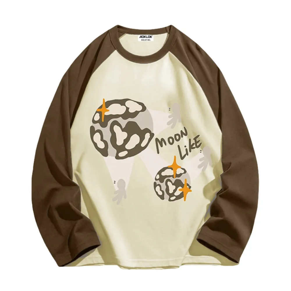 American Moon Pattern Long Sleeve Shirt