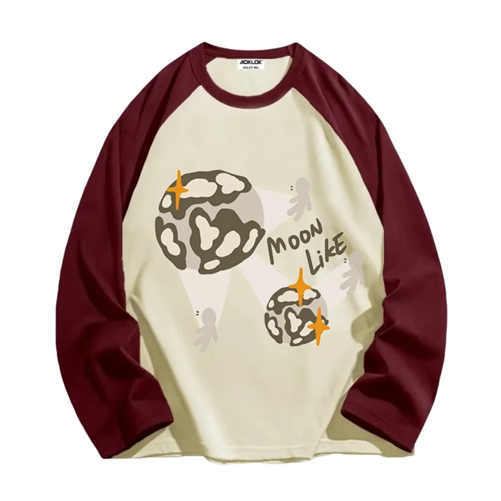 American Moon Pattern Long Sleeve Shirt