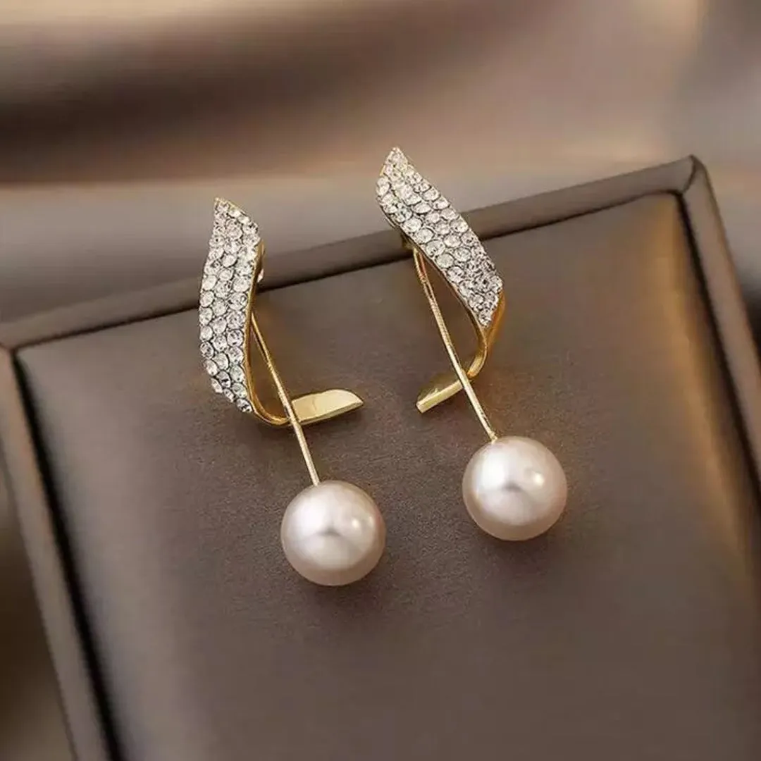 Beautiful Pearl Wing Stud Korean Earrings 2 Pcs/Set