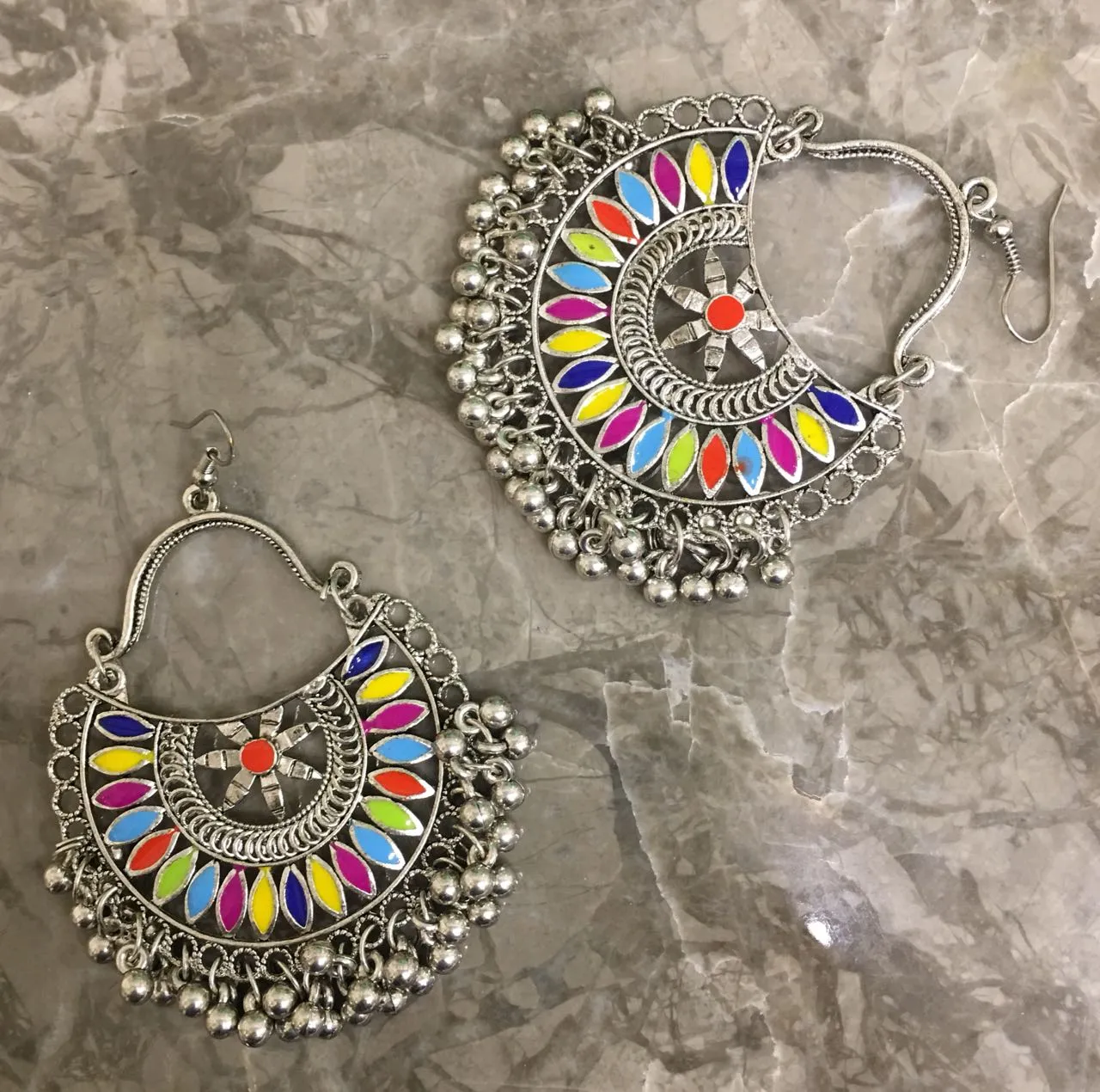 Beautiful Silver Plated Jingling Chand bali Earring for Women and Girl