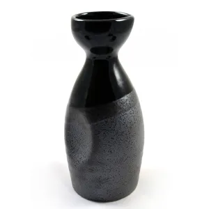 Black & Silver Glazed Japanese Sake Bottle