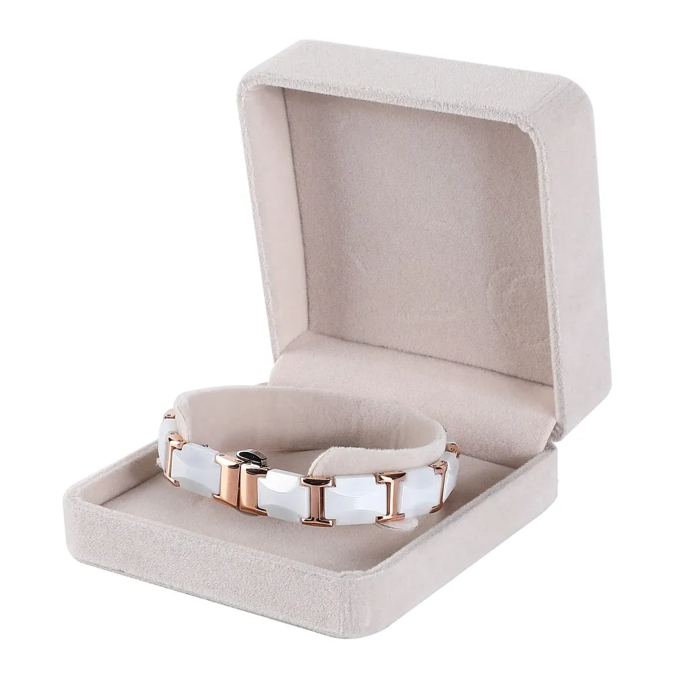 Black Ceramic Steel Bracelet with Gold Plated Edge