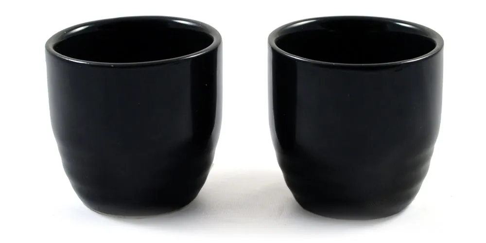 Black Japanese Sake Shot Cup Pair