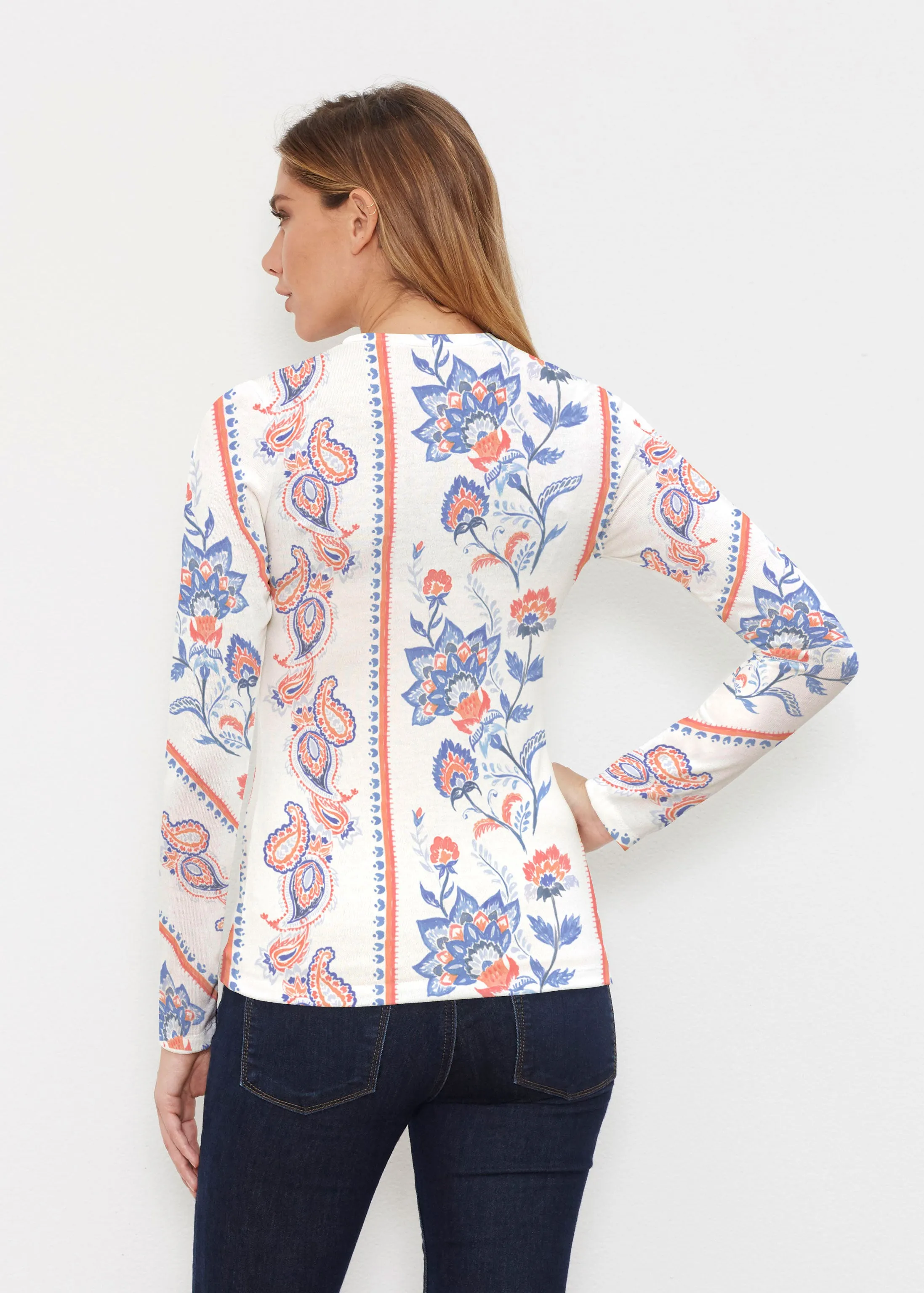 Bohemian Chintz (7847) ~ Butterknit Long Sleeve V-Neck Top