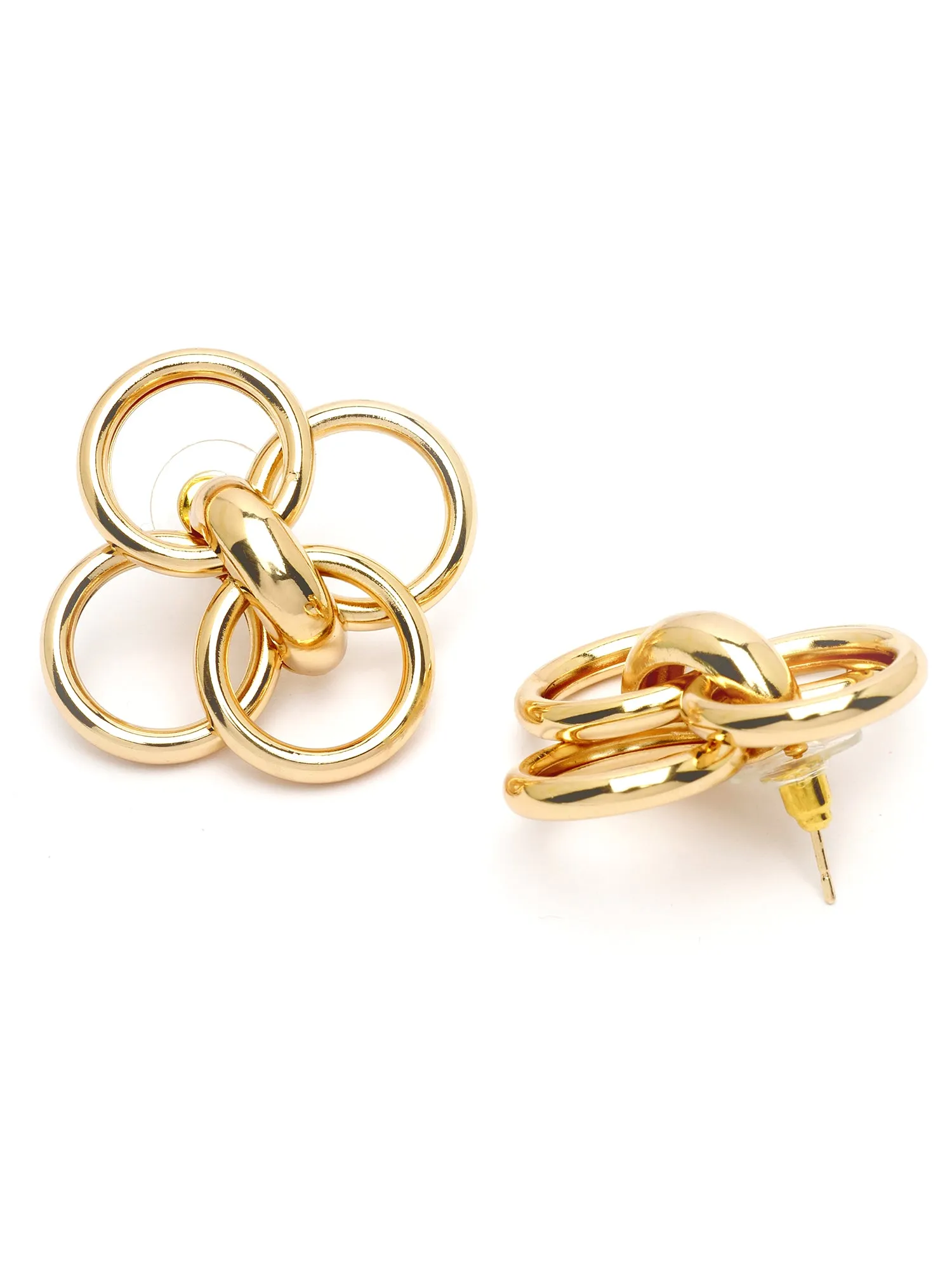 Bohey by KARATCART Gold Plated Multi Loop Stud Earrings