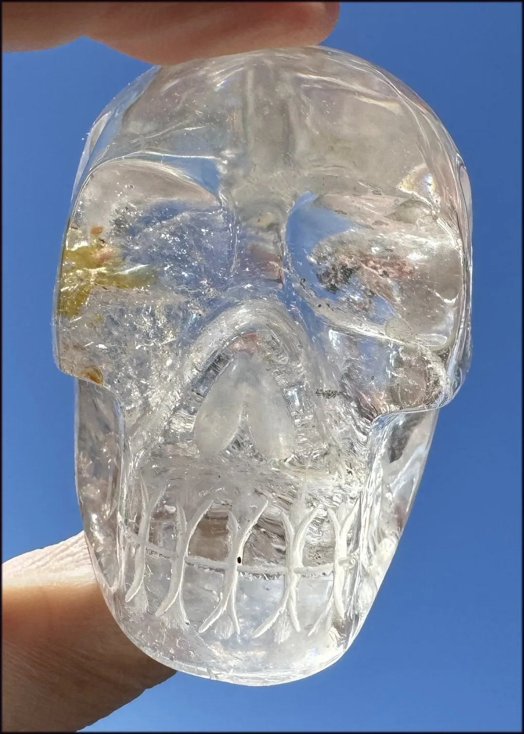 Brazilian QUARTZ Crystal Skull with Golden Healer Hematite - with Synergy 15  years