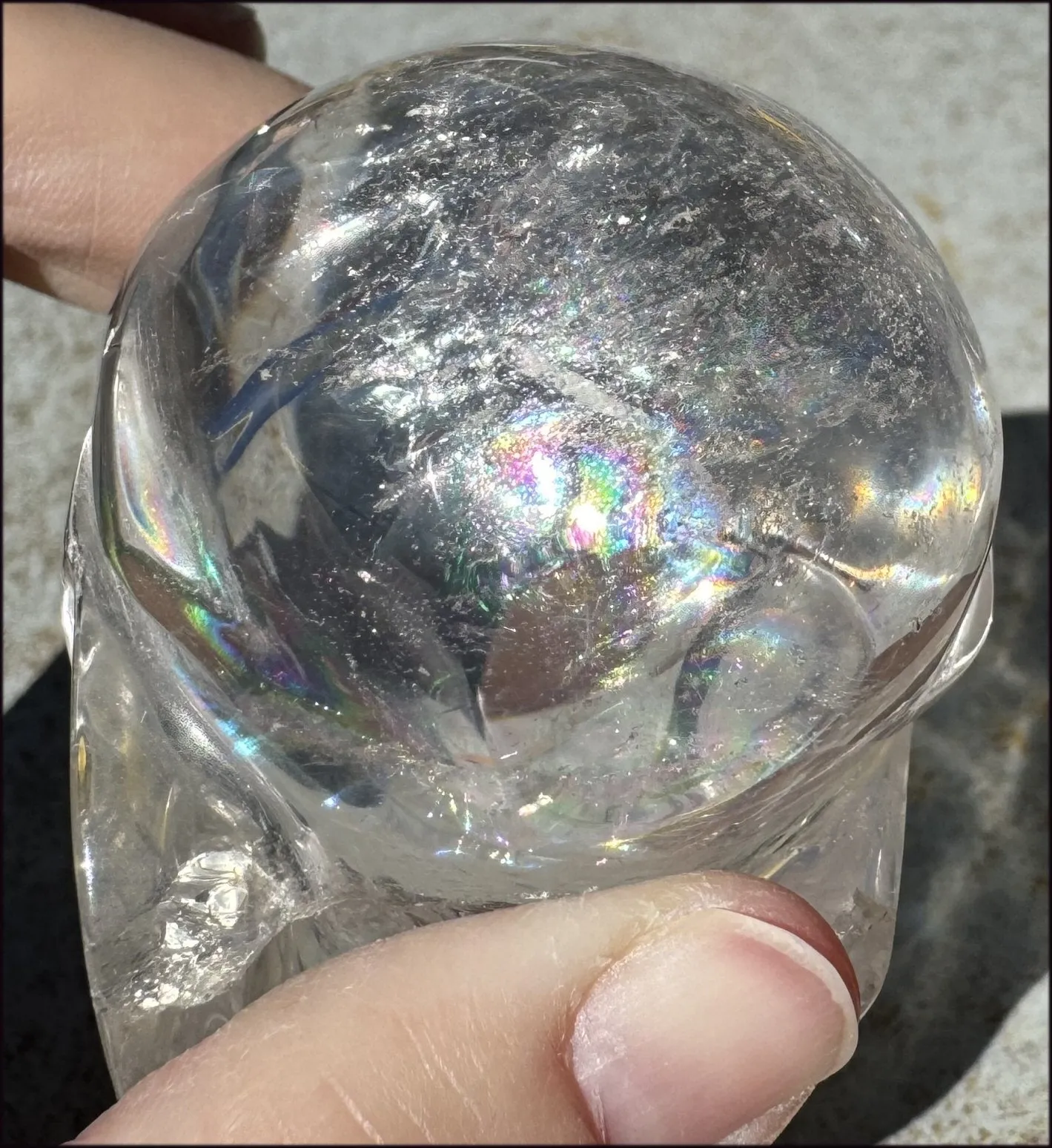 Brazilian QUARTZ Crystal Skull with Golden Healer Hematite - with Synergy 15  years