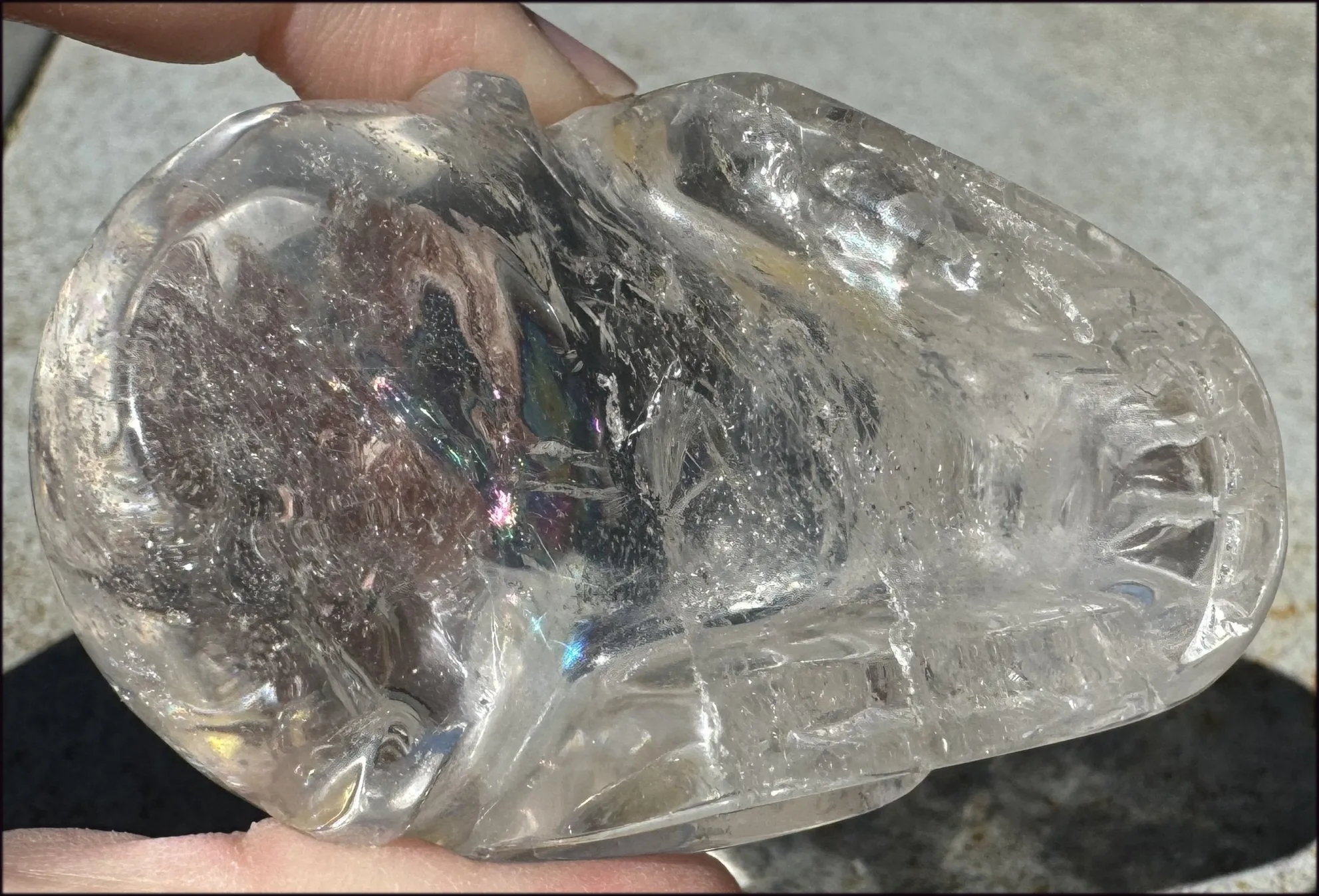 Brazilian QUARTZ Crystal Skull with Golden Healer Hematite - with Synergy 15  years