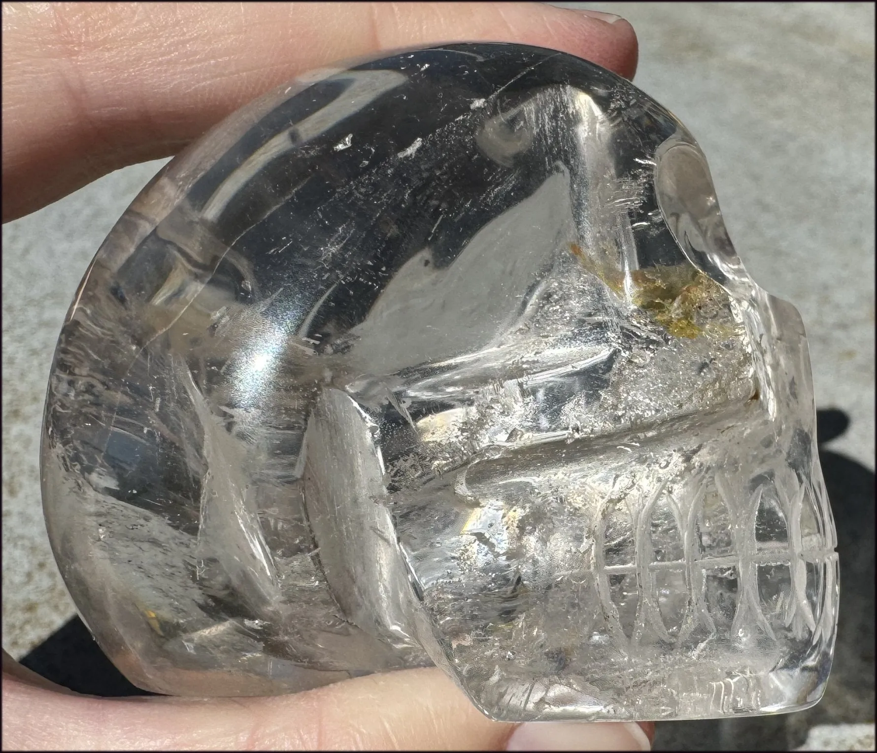 Brazilian QUARTZ Crystal Skull with Golden Healer Hematite - with Synergy 15  years