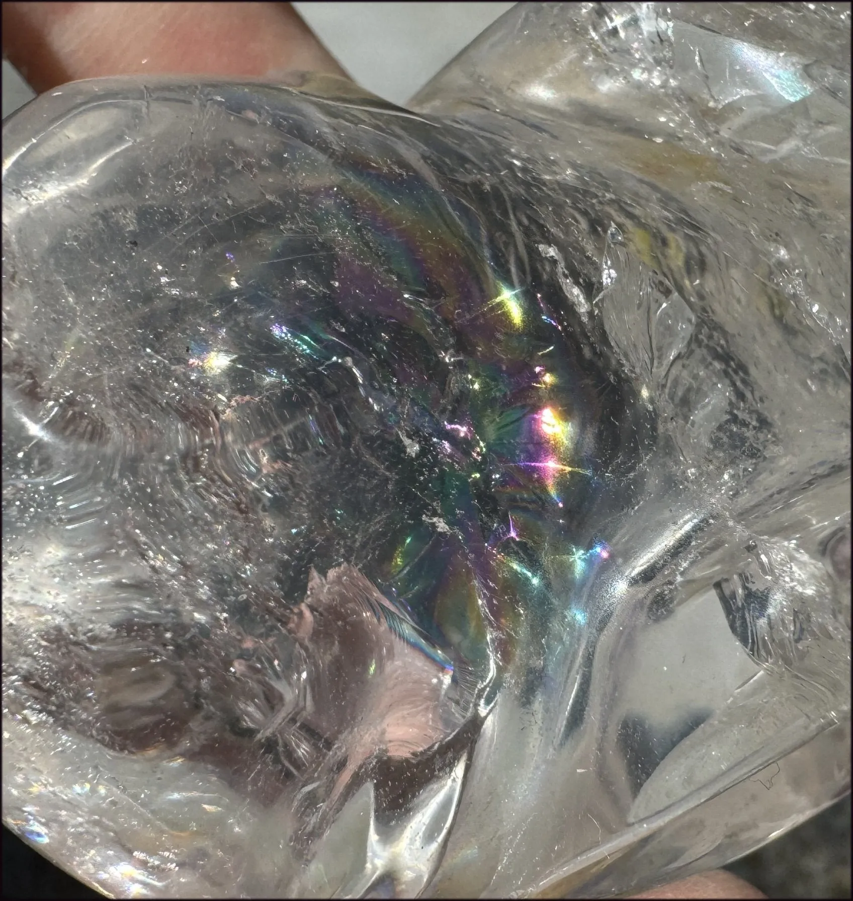Brazilian QUARTZ Crystal Skull with Golden Healer Hematite - with Synergy 15  years