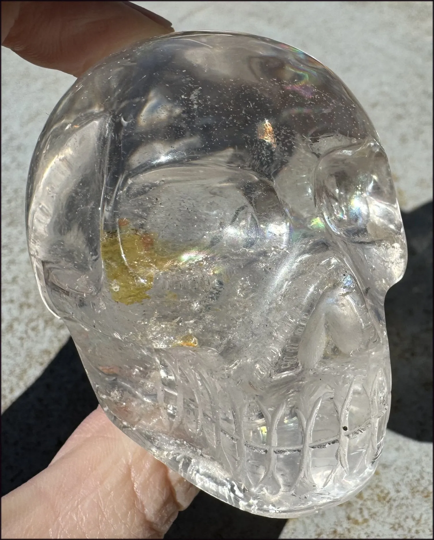 Brazilian QUARTZ Crystal Skull with Golden Healer Hematite - with Synergy 15  years