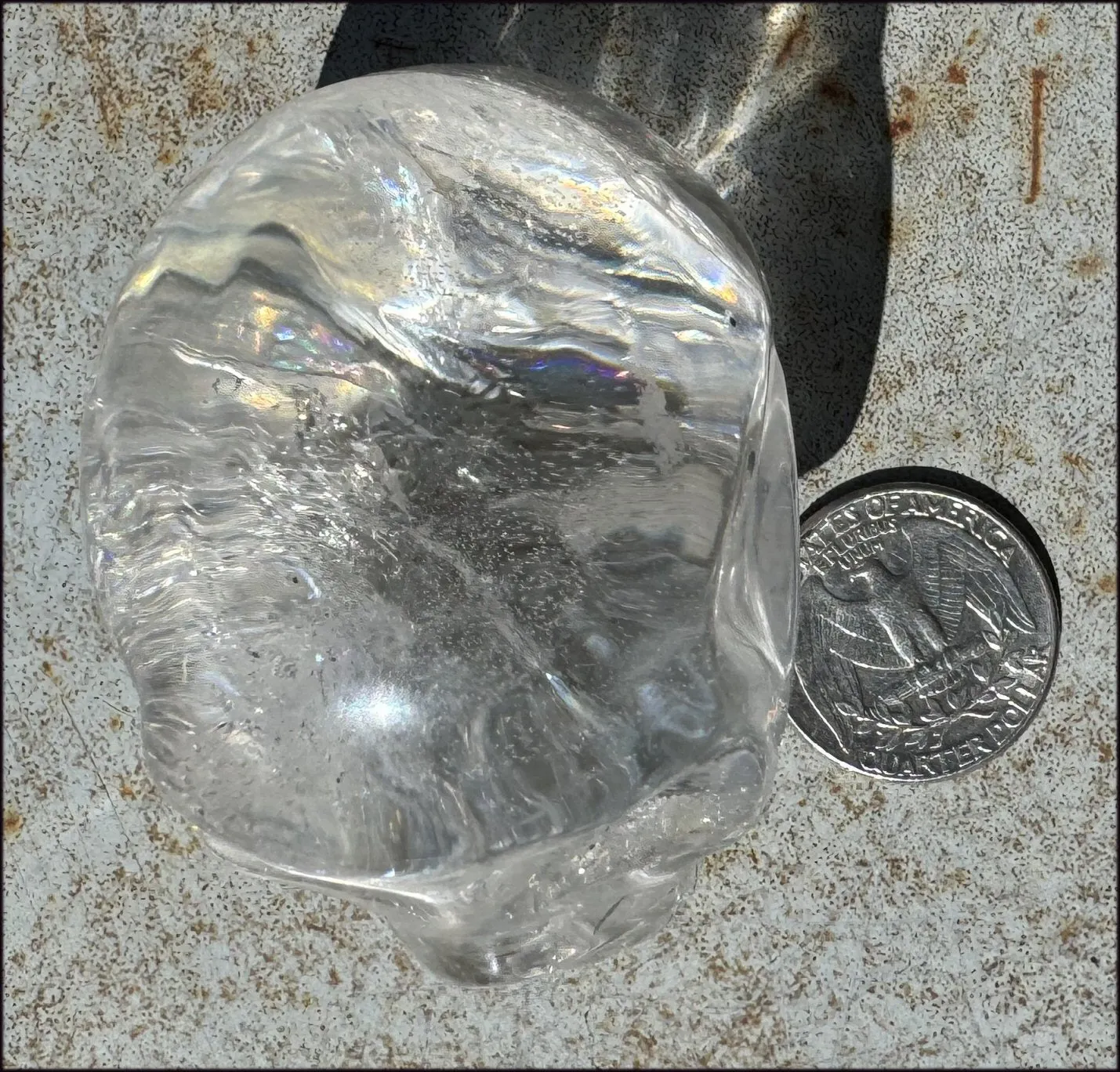 Brazilian QUARTZ Crystal Skull with Golden Healer Hematite - with Synergy 15  years