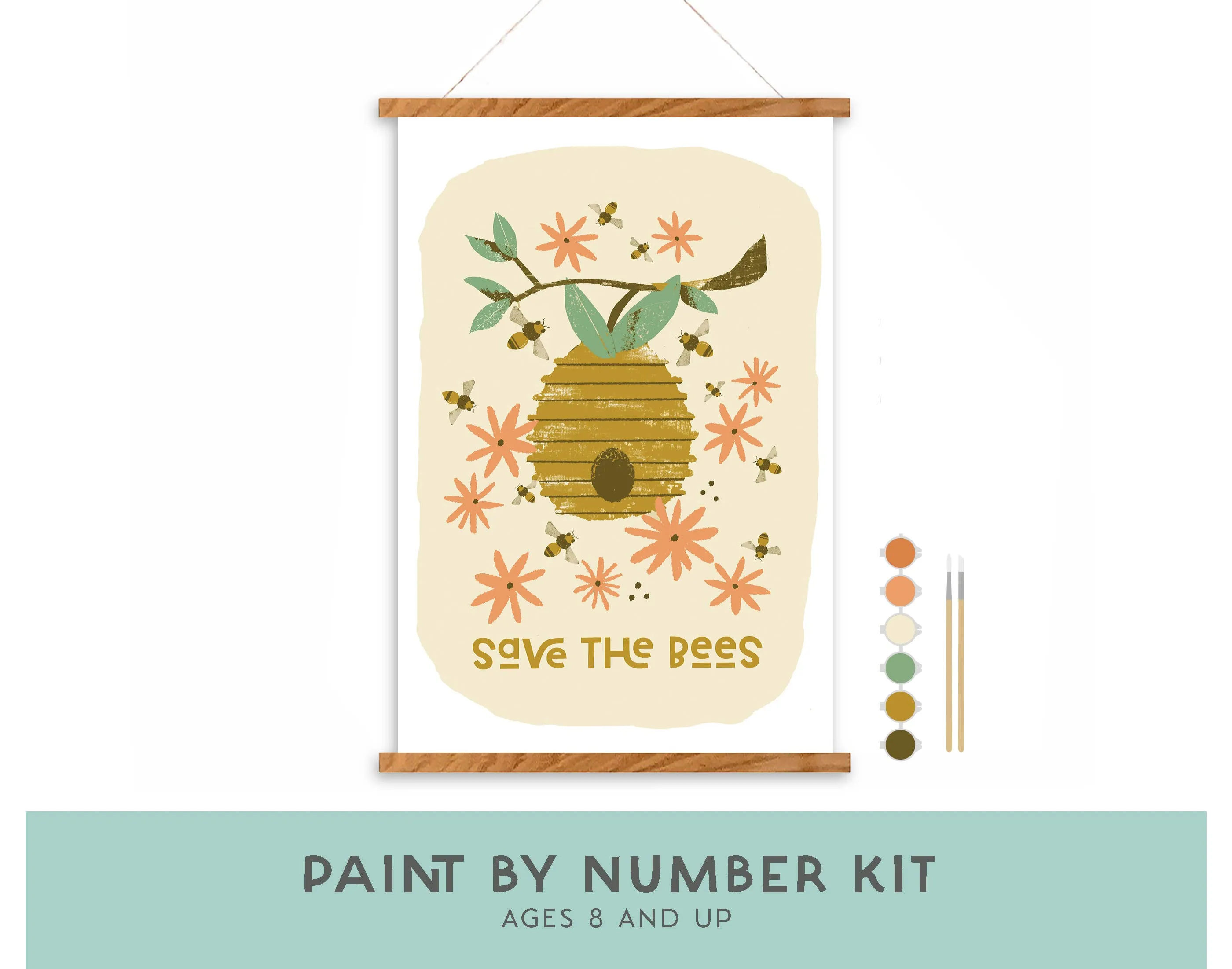 Breathe People - Save the Bees Paint-by-Number Kit for Kids: Kit   Magnetic Frame