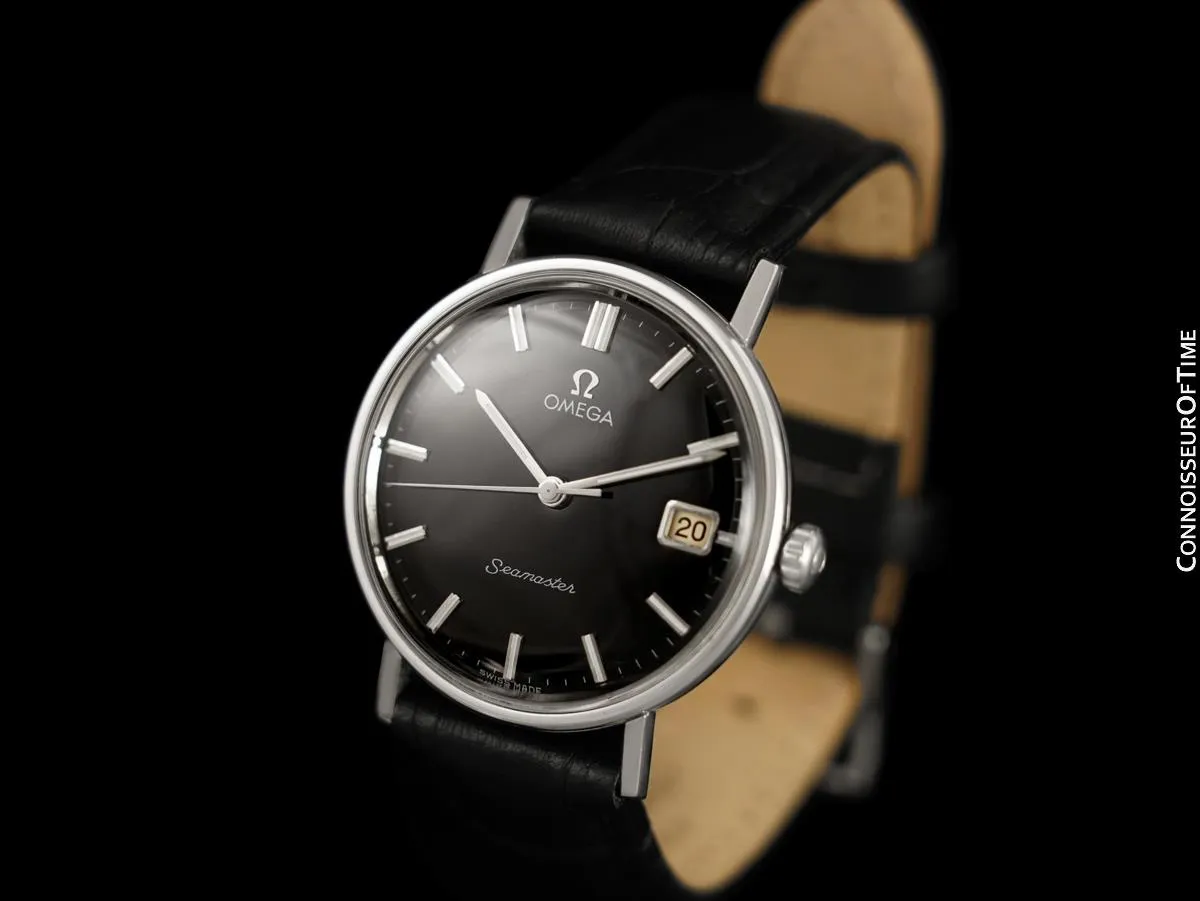 c. 1961 Omega Seamaster Vintage Mens Handwound Watch with Date - Stainless Steel