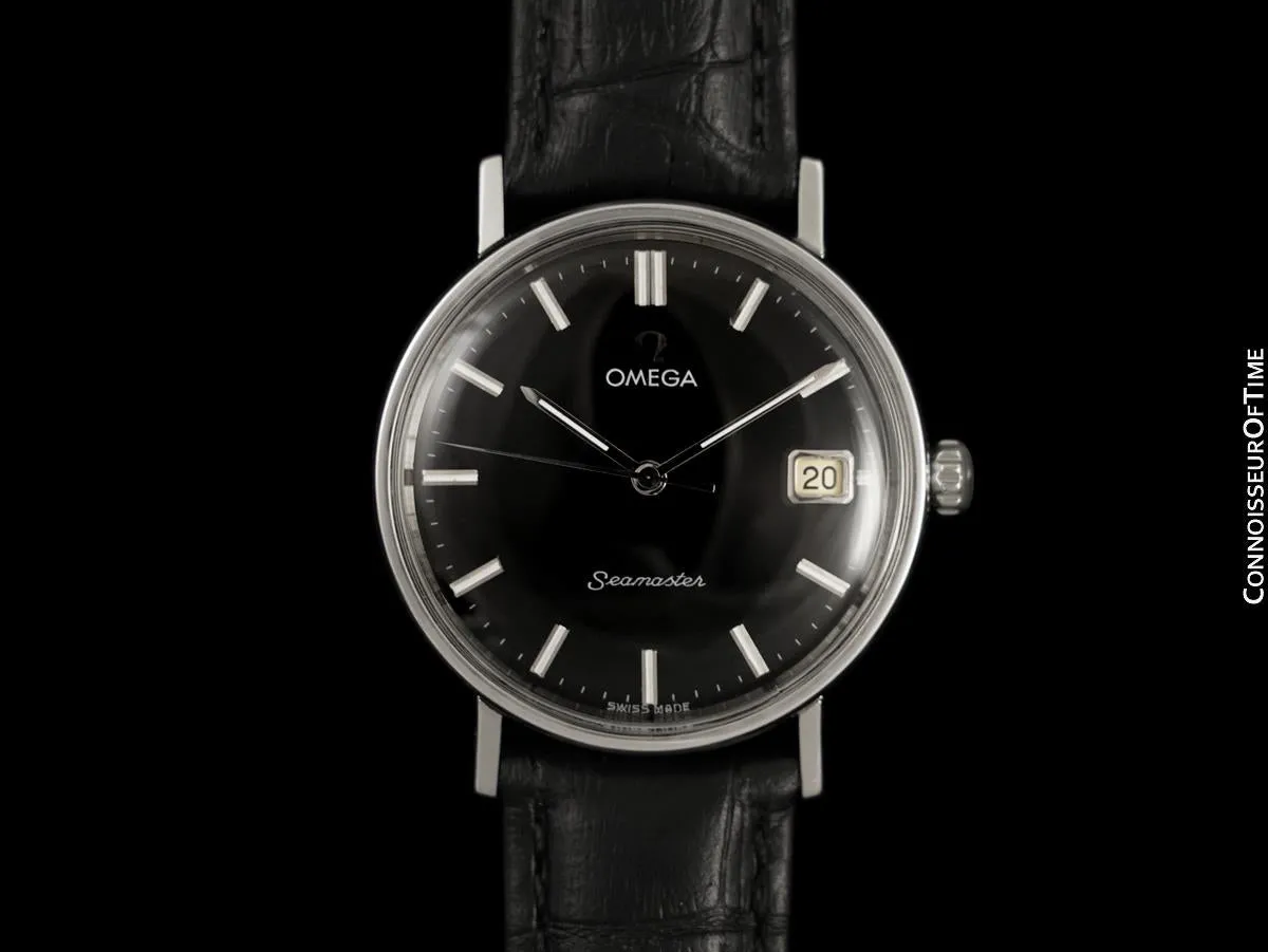 c. 1961 Omega Seamaster Vintage Mens Handwound Watch with Date - Stainless Steel