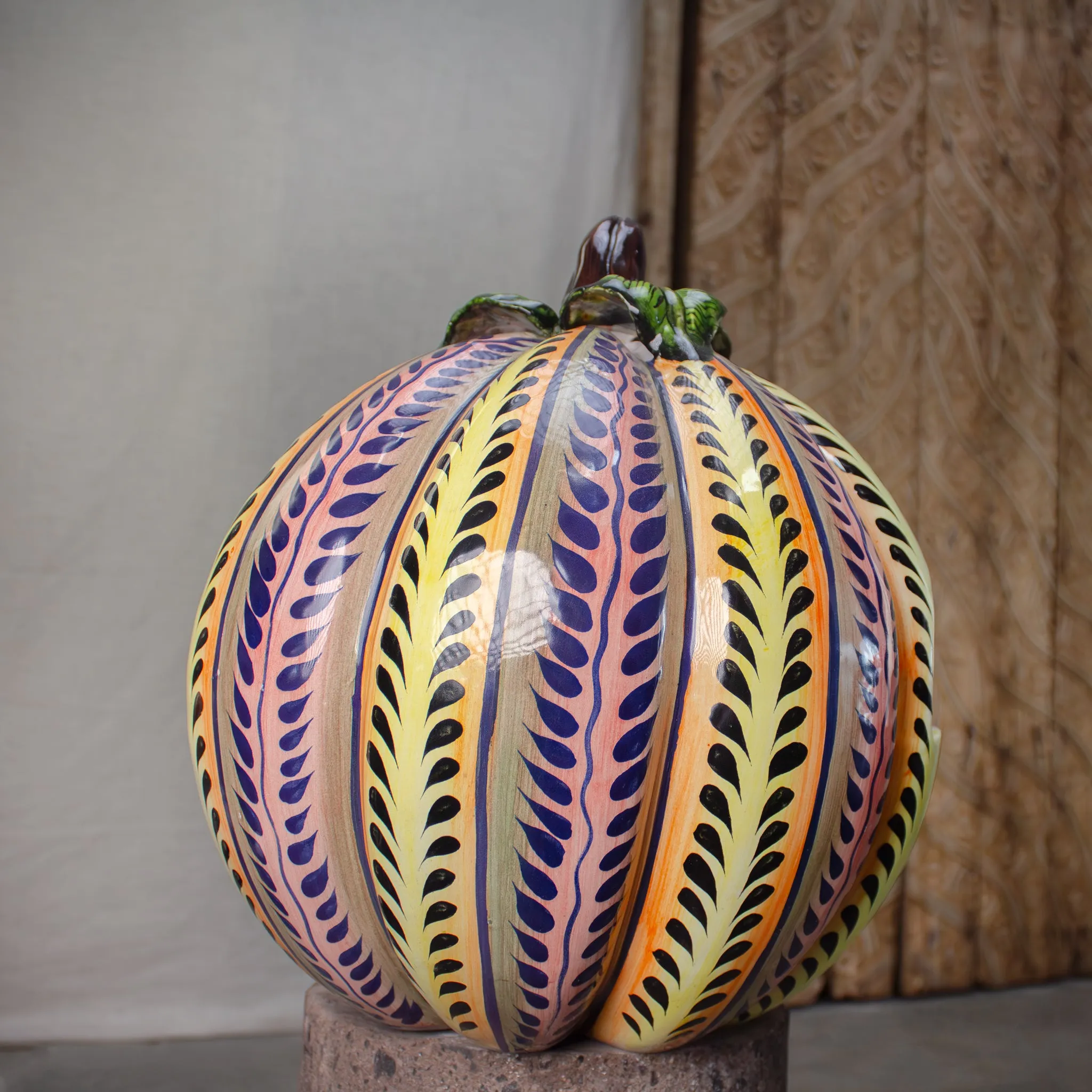 Calabaza Pluma, Sculptural Luminary Glazed Ceramic