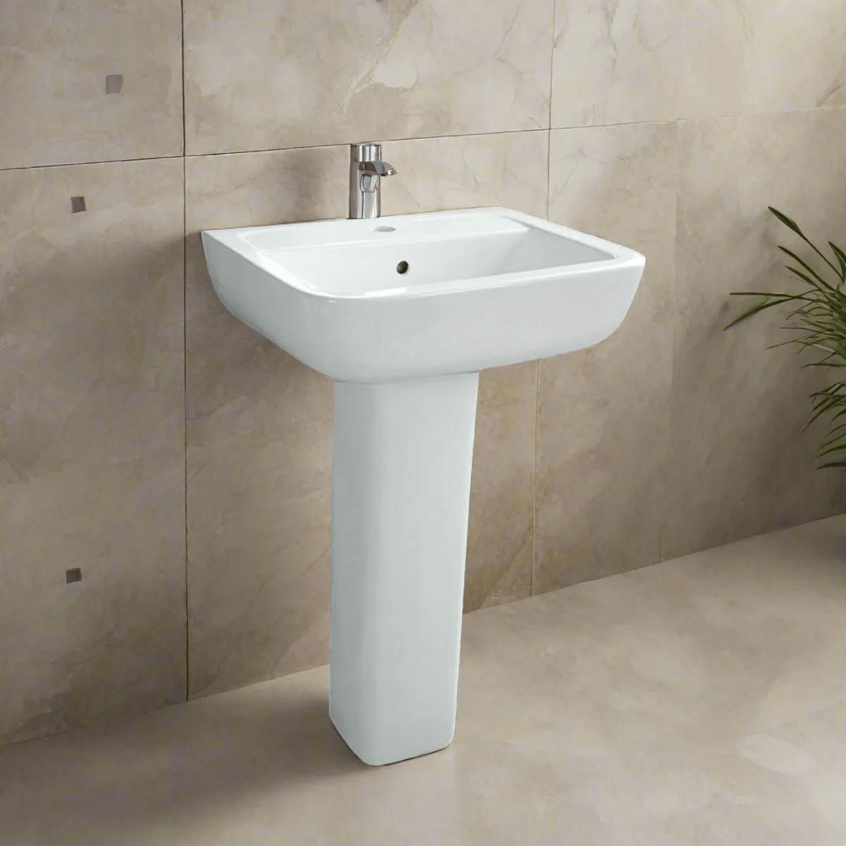 Ceramic Full Pedestal Wall Mount Wash Hand Basin - ZP003