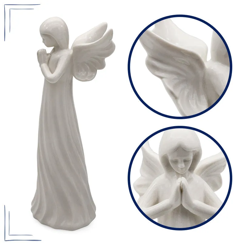 Ceramic Praying Angel Figurine (White, Case of 24)