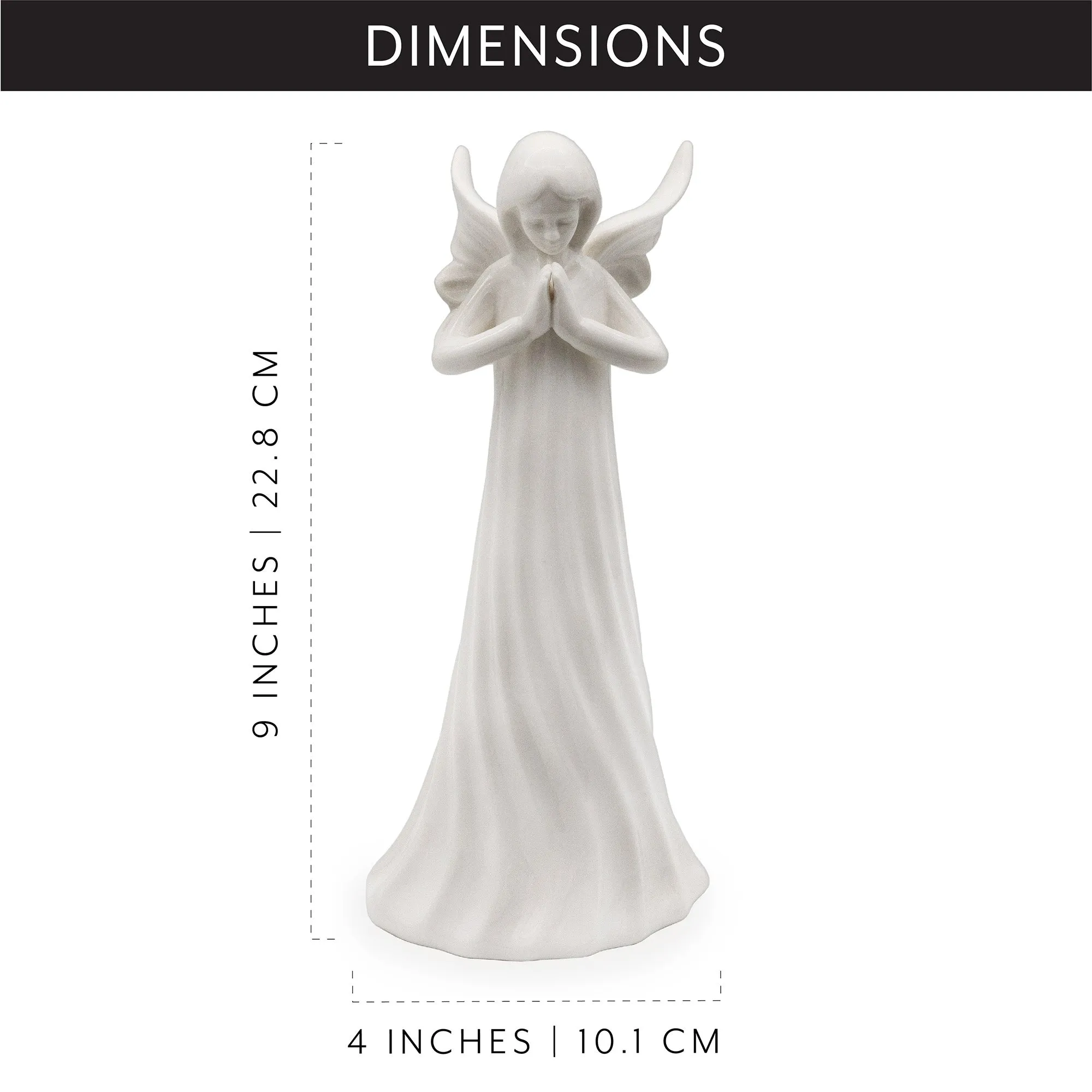 Ceramic Praying Angel Figurine (White, Case of 24)