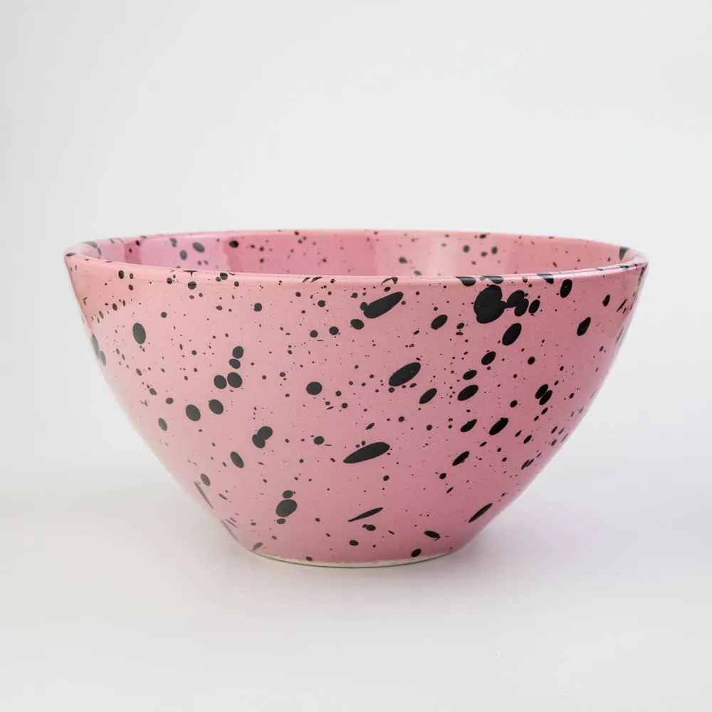 Ceramic Salad Bowl (Pink   Black)