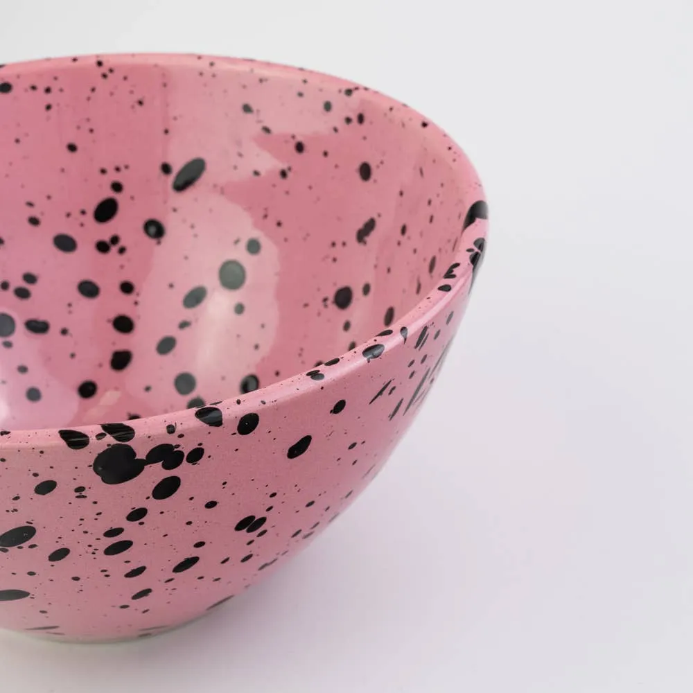 Ceramic Salad Bowl (Pink   Black)