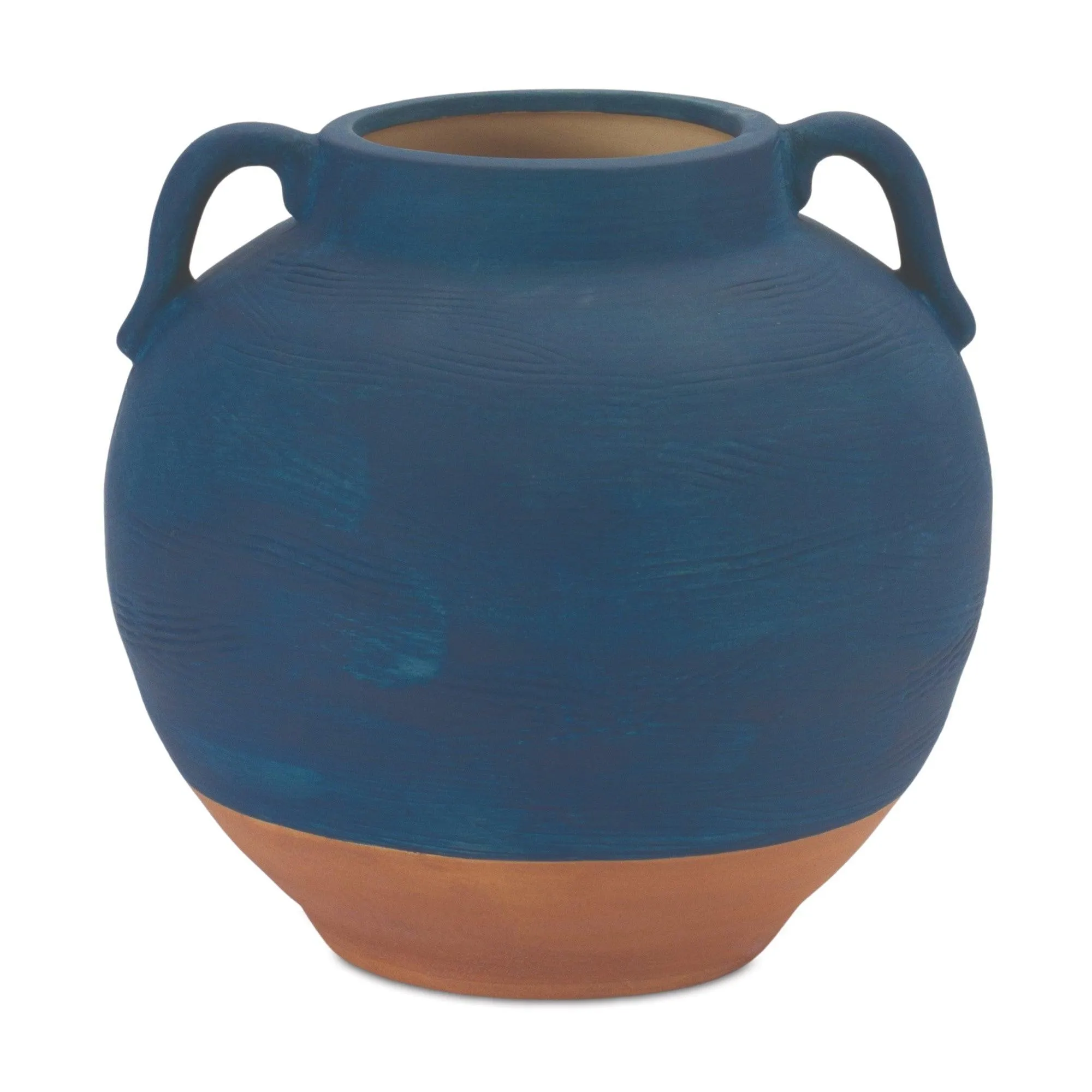 Ceramic Urn Vase with Terra Cotta Accent 7"H