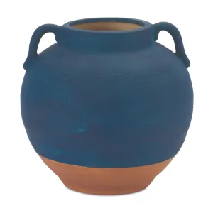 Ceramic Urn Vase with Terra Cotta Accent 7"H