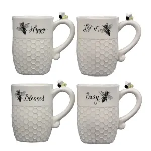 CERAMIC WHITE BEE MUG