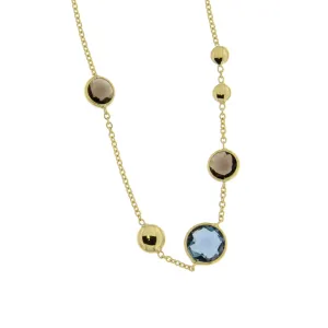Collier avec motifs - Or Jaune , Topaze London Blue et Quartz Fumé (064247/TV)