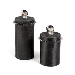 Cowhide and Chrome Skull Container