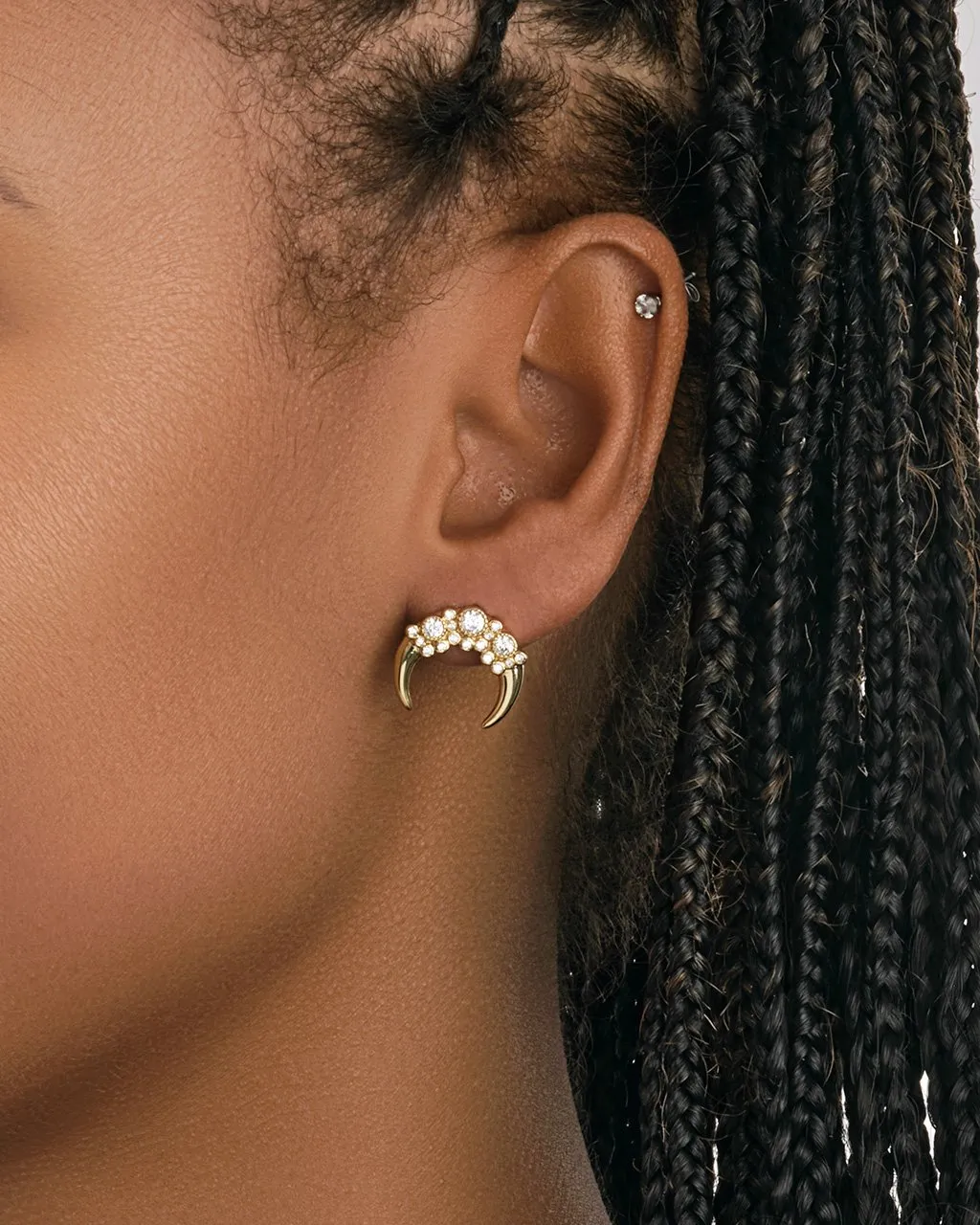 Crescent Cluster Stud Earrings
