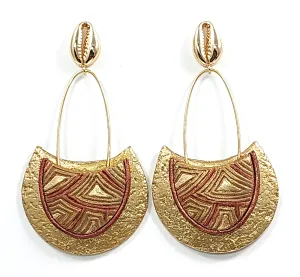 Earrings "EP-68 Red/Gold Triangle" (pierced)  by Dianne Hayes Quarles