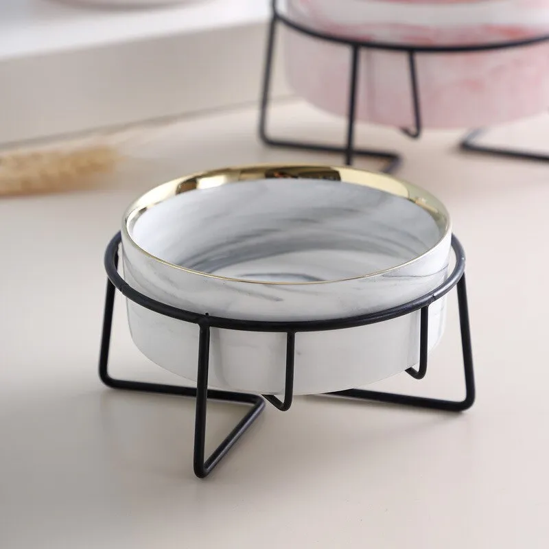 Elegant Ceramic Cat Dog Neck Guard Pet Feeding Bowl