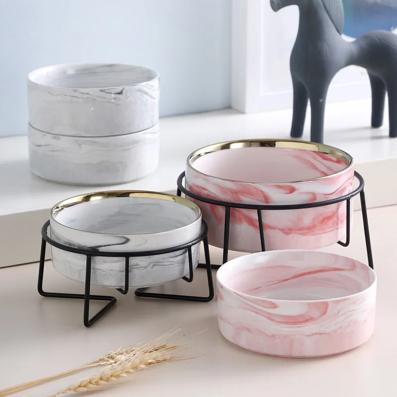 Elegant Ceramic Cat Dog Neck Guard Pet Feeding Bowl