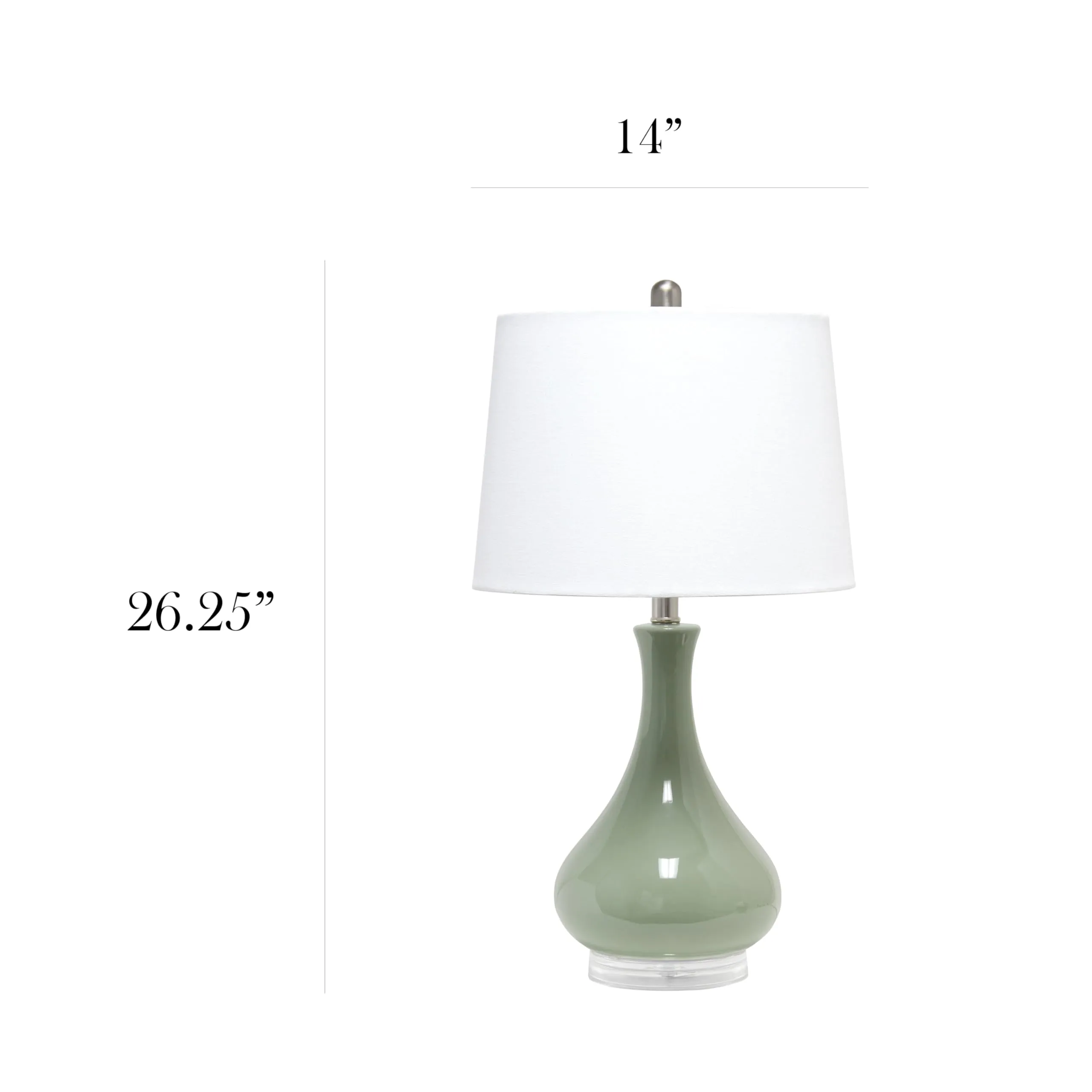 Elegant esigns LT3312-SGE 26.25" Polished Contemporary Ceramic Tear