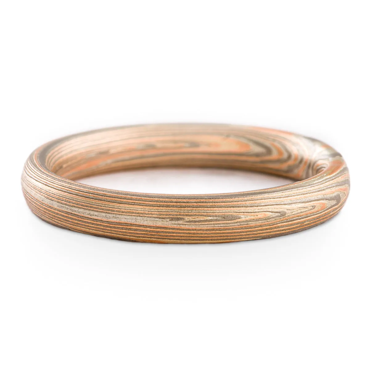 Elegant Mokume Gane Ring or Wedding Band in Vortex Pattern and Embers Palette