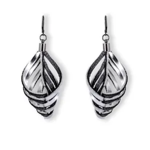 Embrace silver large leather earrings